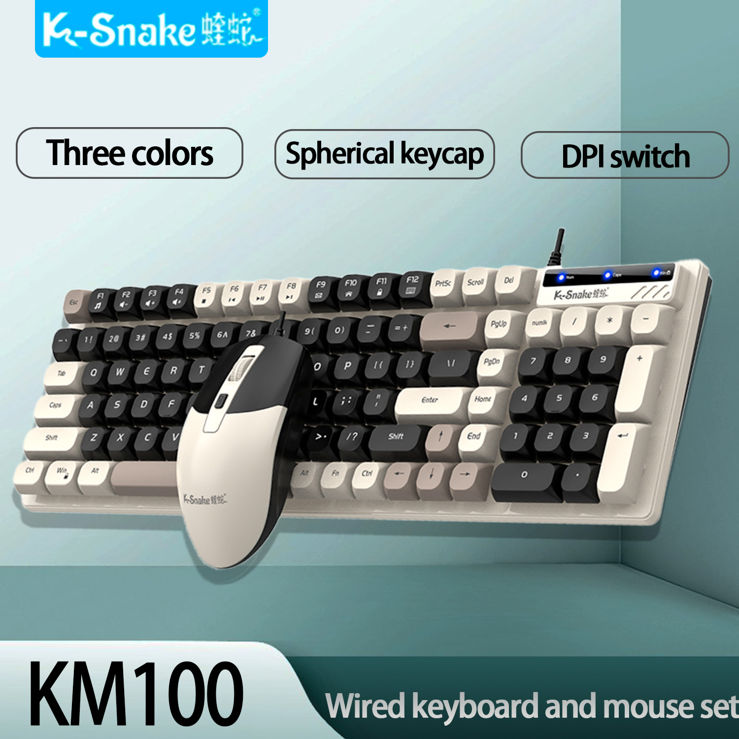 Gaming Keyboard Mouse And Headset Combo - K-Snake KM100 Conjunto de teclado e