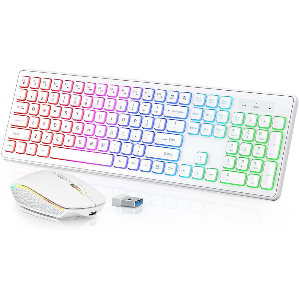 Gaming Keyboard And Mouse Wireless - Teclado e mouse sem fio retroiluminados,