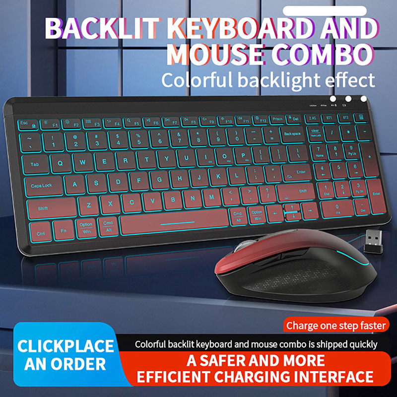 RGB Backlit Silent Wireless Te - Gaming Keyboard And Mouse Combo Wireless avaliação e preço