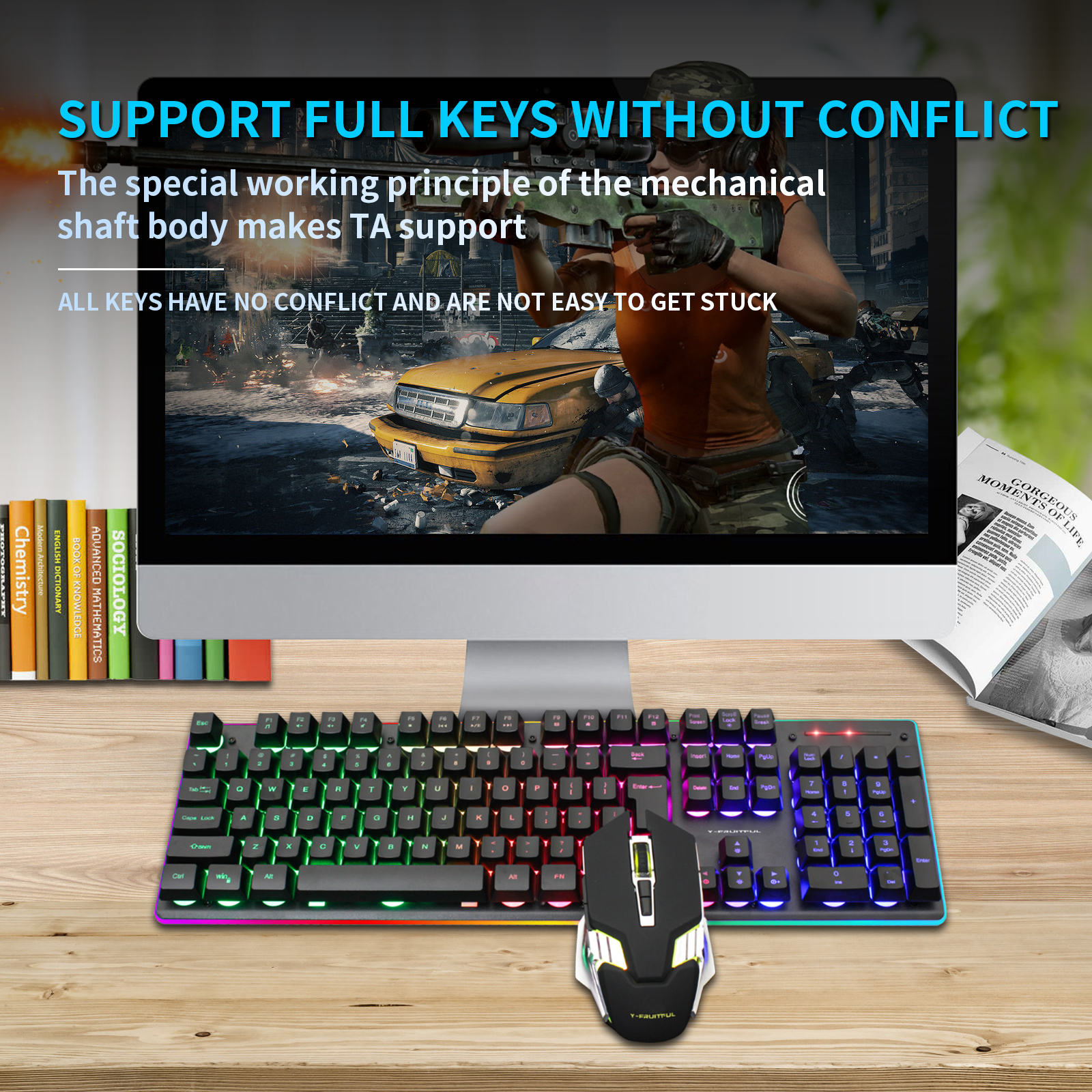 104 teclas RGB computador sem  - Gaming Keyboard And Mouse Combo Wireless avaliação e preço
