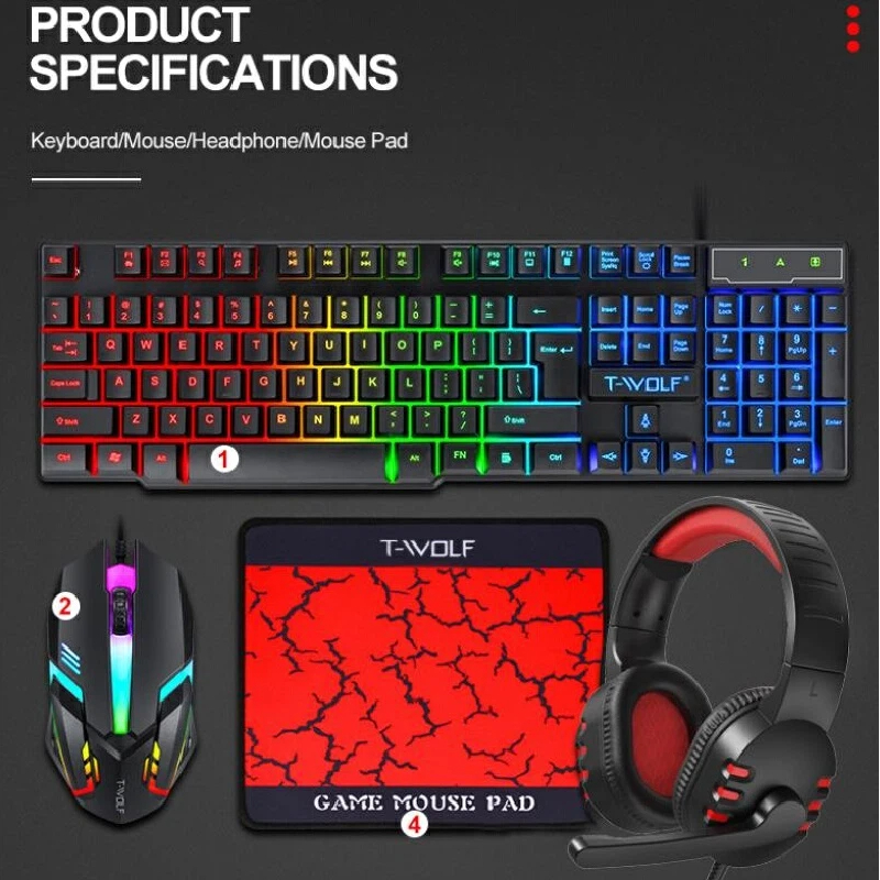 Combo Gamer 4 em 1 com Layout  - Gaming Keyboard Mouse And Headset Combo avaliação e preço