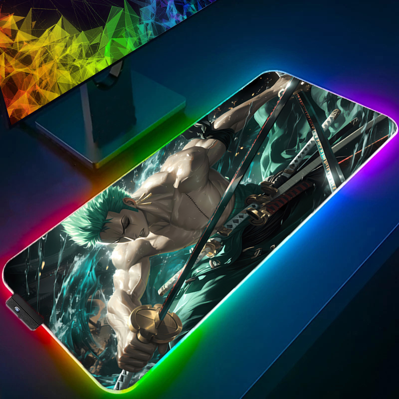Uma peça zoro mouse pad rgb ac - Gaming Keyboard Esports avaliação e preço