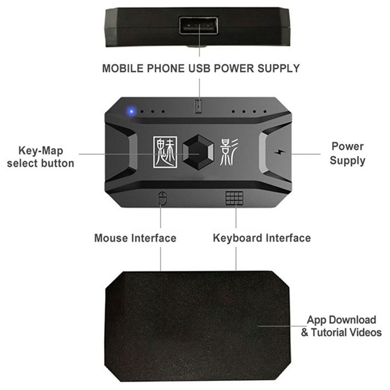 Controle Clássico 5X Plug and  - Gaming Keyboard And Mouse Converter For Mobile avaliação e preço
